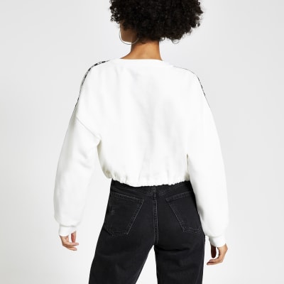 Chelsea Girl cream graphic cropped sweatshirt
