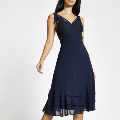 river island navy dress