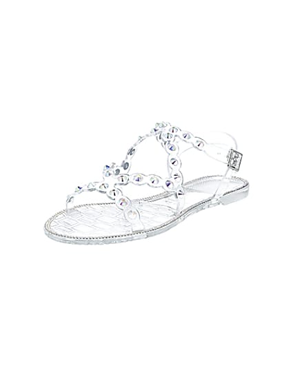 360 degree animation of product Clear diamante jelly sandals frame-0