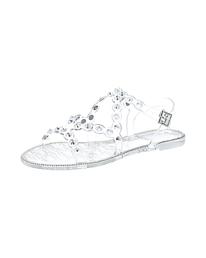 360 degree animation of product Clear diamante jelly sandals frame-1