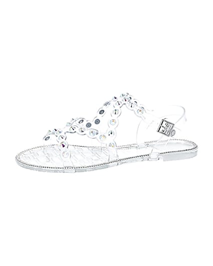 360 degree animation of product Clear diamante jelly sandals frame-2