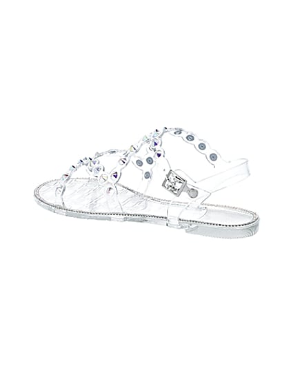 360 degree animation of product Clear diamante jelly sandals frame-5