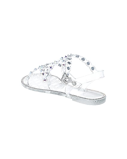 360 degree animation of product Clear diamante jelly sandals frame-6