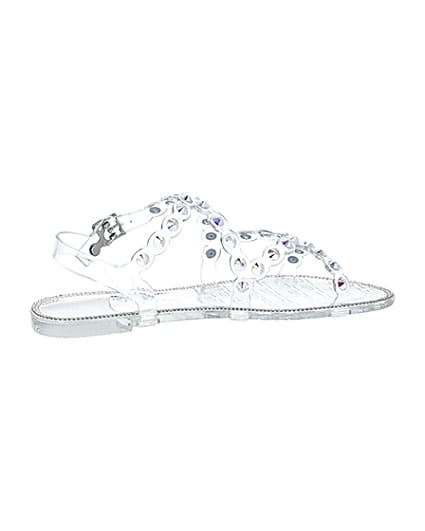 360 degree animation of product Clear diamante jelly sandals frame-14
