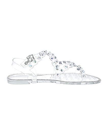 360 degree animation of product Clear diamante jelly sandals frame-15