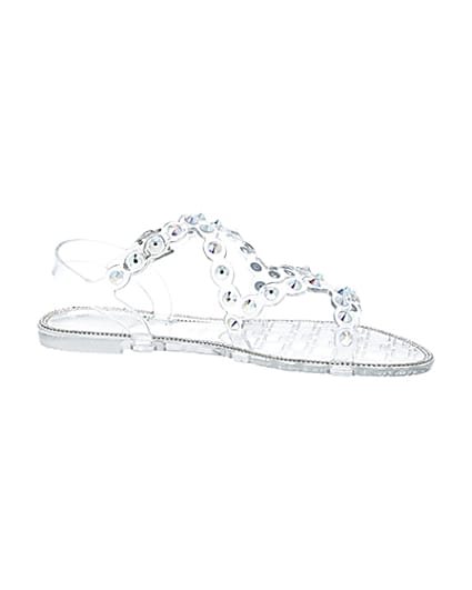 360 degree animation of product Clear diamante jelly sandals frame-16