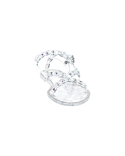 360 degree animation of product Clear diamante jelly sandals frame-20