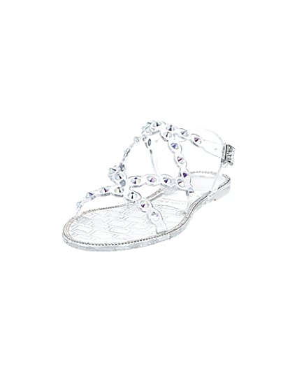 360 degree animation of product Clear diamante jelly sandals frame-23