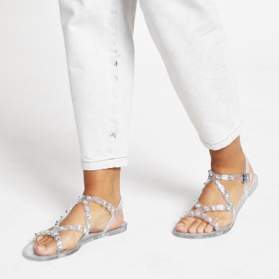 diamante jelly sandals uk