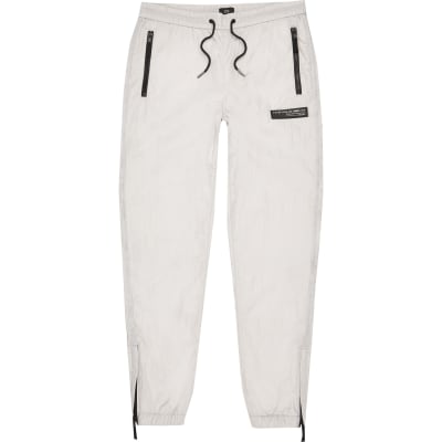 white nylon joggers