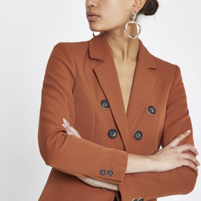 Copper button front blazer