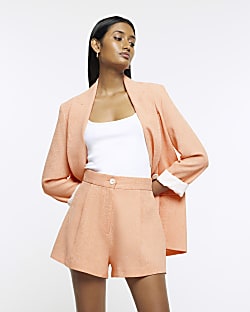 Coral button front tailored shorts