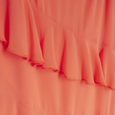 Coral frill sleeveless maxi dress River Island