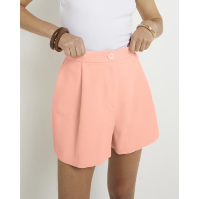 Coral high waisted smart shorts River Island
