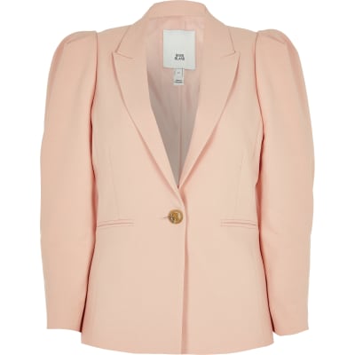 coral shorts and blazer