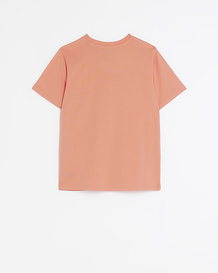 Coral plain short sleeve t-shirt