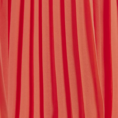 Coral plisse mini dress