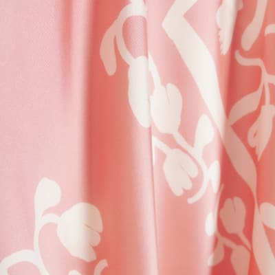 Coral print slip midi dress | River Island