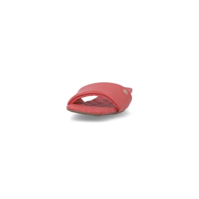 360 degree animation of product Coral red padded slides frame-22