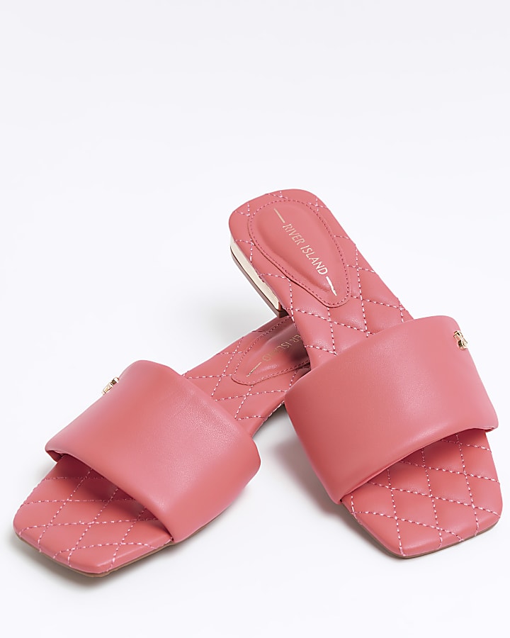 Coral red padded slides