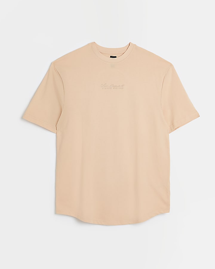 Coral Regular fit textured t-shirt