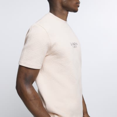 Coral slim fit embroidered quilted t-shirt