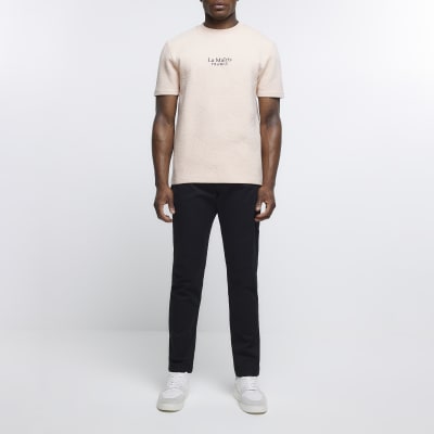 Coral slim fit embroidered quilted t-shirt