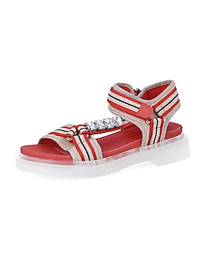 360 degree animation of product Coral stripe strappy gum sole sandals frame-1