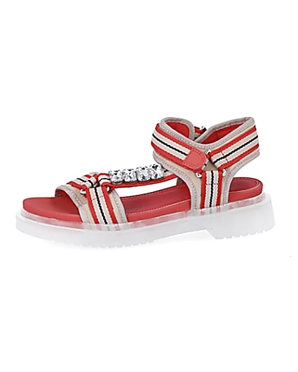 360 degree animation of product Coral stripe strappy gum sole sandals frame-2