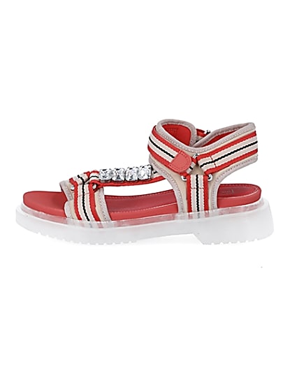 360 degree animation of product Coral stripe strappy gum sole sandals frame-3