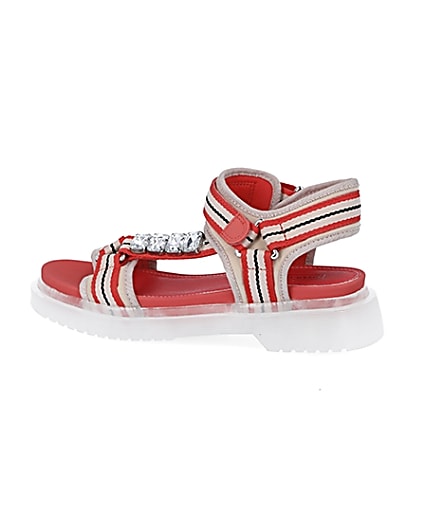 360 degree animation of product Coral stripe strappy gum sole sandals frame-4