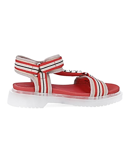 360 degree animation of product Coral stripe strappy gum sole sandals frame-14