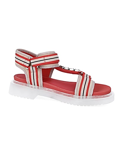 360 degree animation of product Coral stripe strappy gum sole sandals frame-16