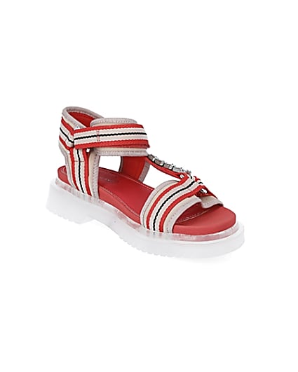 360 degree animation of product Coral stripe strappy gum sole sandals frame-18