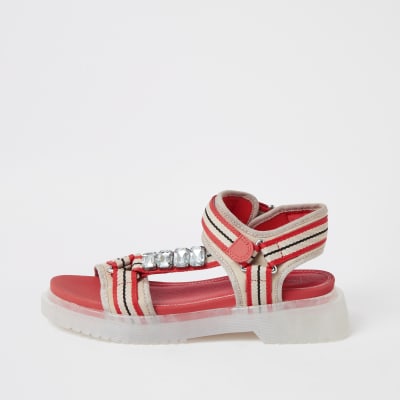 coral strappy sandals