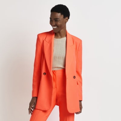 Coral structured double breasted blazer | River Island