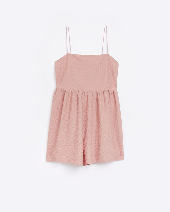 Coral textured strappy playsuit