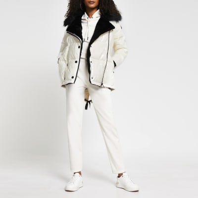 river island white coat