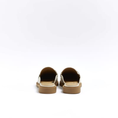 Cream backless loafers | River Island