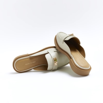 Cream best sale backless loafers