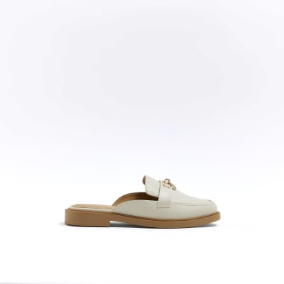 Cream backless loafers | River Island