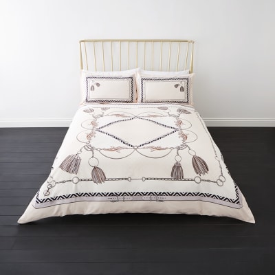 Cream Belt Print Double Duvet Bed Set River Island