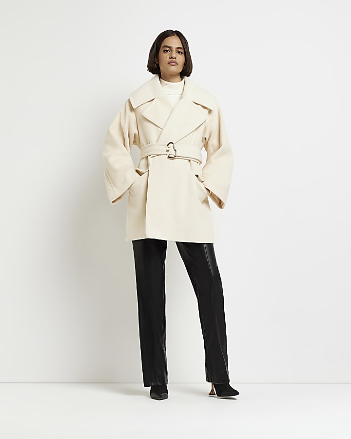 Cream belted coat