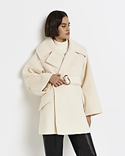 Cream belted coat