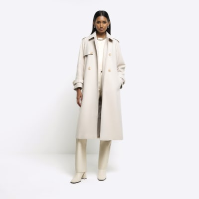 River Island Between-Seasons Coat in Cream