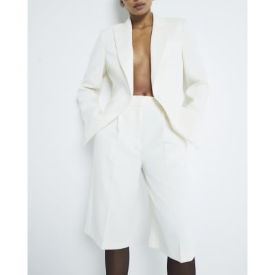 Cream Bermuda Tailored Tux Shorts