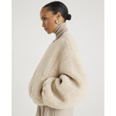 Cream Borg Bomber Jacket