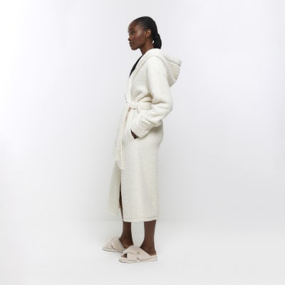 Cream hooded dressing gown River Island