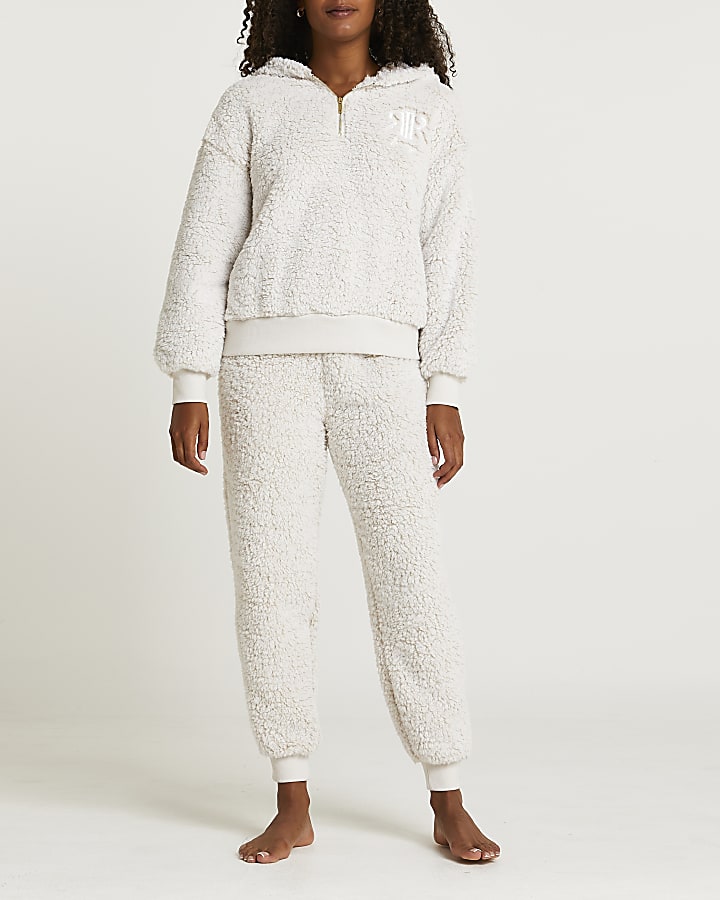 Cream borg joggers | River Island