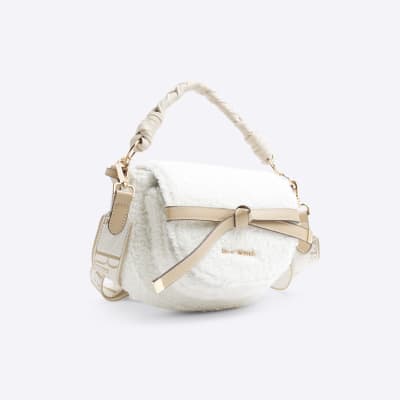 Cream Borg Saddle Cross Body Bag River Island